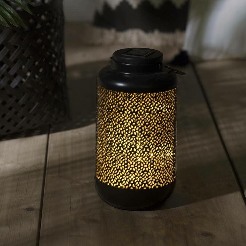 Lanterne solaire métal noir H26cm Atmosphera créateur d'intérieur