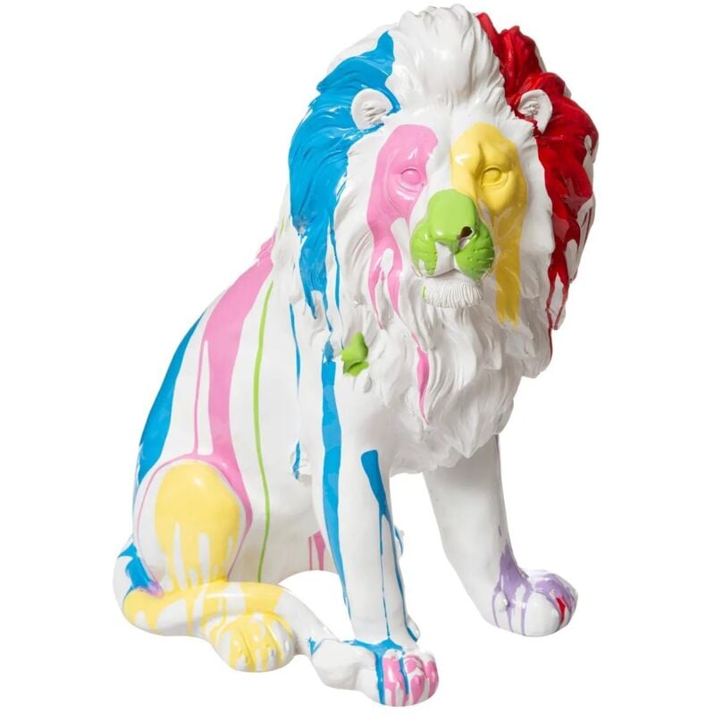 Atmosphera - Statuette Chance lion blanc 46x60cm créateur d'intérieur