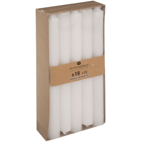 Atmosphera - Lot de 10 Bougies Bâtons Blanc H 25 cm - Blanc