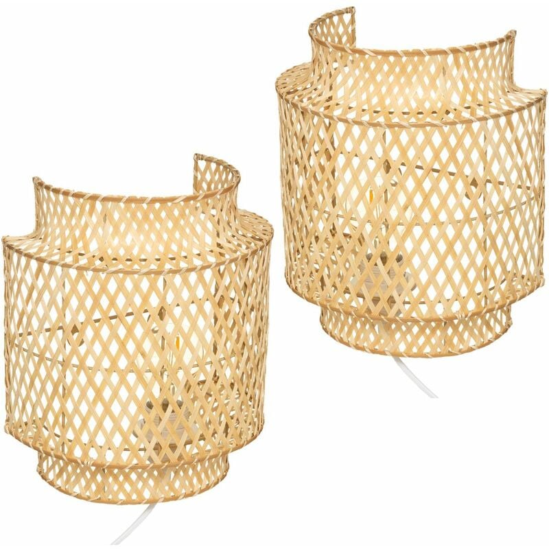 Lot de 2 Appliques murales en Bambou naturel h 28 cm Atmosphera