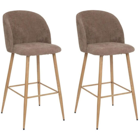 Atmosphera – Lot de 2 chaises de bar 106cm taupe – Hauteur d'assise 77cm – Tissu, fer et contreplaqué – Repose-pieds 30cm