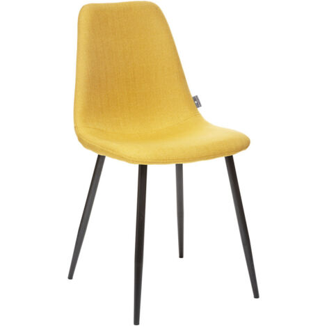 Atmosphera – Lot de 2 chaises scandinaves Tyka – Couleur jaune – Structure en contreplaqué et acier – Hauteur d'assise 48 cm – Confort matelassé