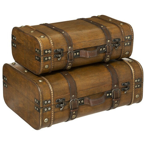 Petite Valise à Slip En Bois Vintage - Marron, Rétro, Capacité 40L, Occasion