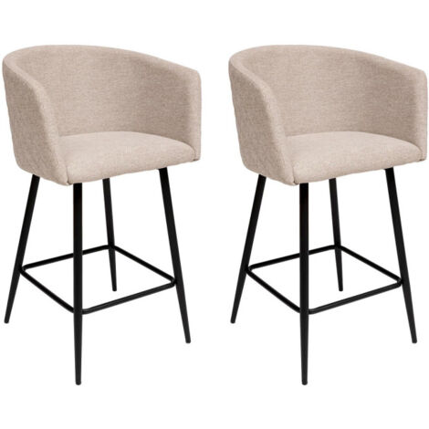 Atmosphera – Lot de 2 fauteuils de bar 101cm – Revêtement polyester – Rembourrage mousse polyuréthane – Structure bois et métal – Repose-pieds confortable