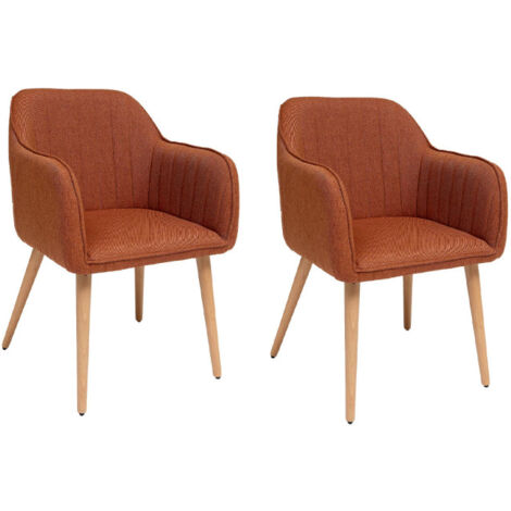 Atmosphera – Lot de 2 fauteuils de table 83cm ambre – Revêtement polyester – Assise rembourrée – Structure en contreplaqué et acier
