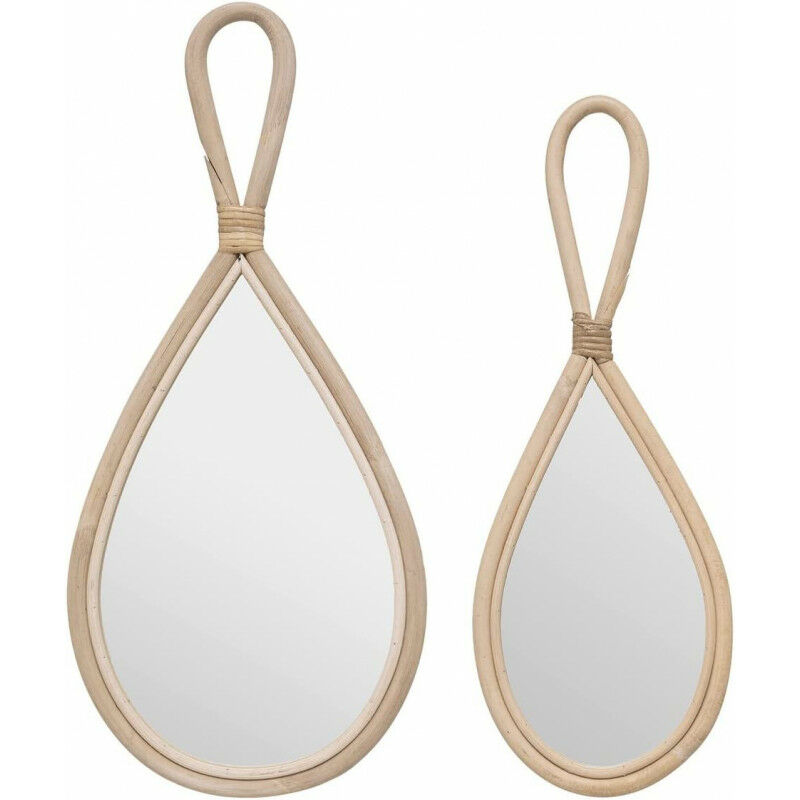Atmosphera - Lot de 2 miroirs en rotin en forme de goutte - Beige - l 18,5 x h 45 cm - Collection Carmen - Livraison gratuite