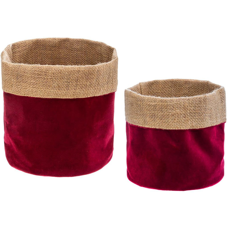 Bricofy Set de 2 Paniers de rangement en Velours et Jute