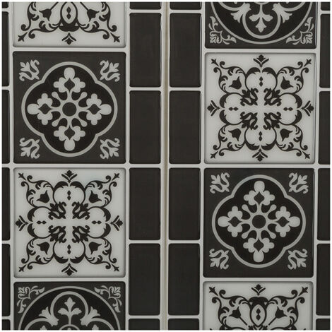 Atmosphera – Lot de 2 stickers décoratifs carrelage noir 30,5 x 25 cm – Adhésif puissant pour surfaces lisses – Décoration intérieure moderne