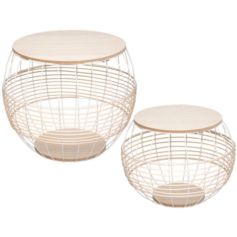 Atmosphera - Tables gigognes Juline blanc D41 50cm créateur d'intérieur