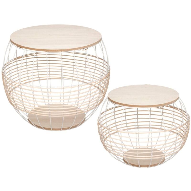 Atmosphera - Tables gigognes Juline blanc D41 50cm créateur d'intérieur