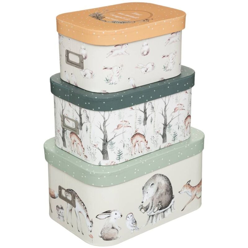 Set de 3 boîtes de rangement enfant L28 32 37cm Atmosphera créateur d'intérieur
