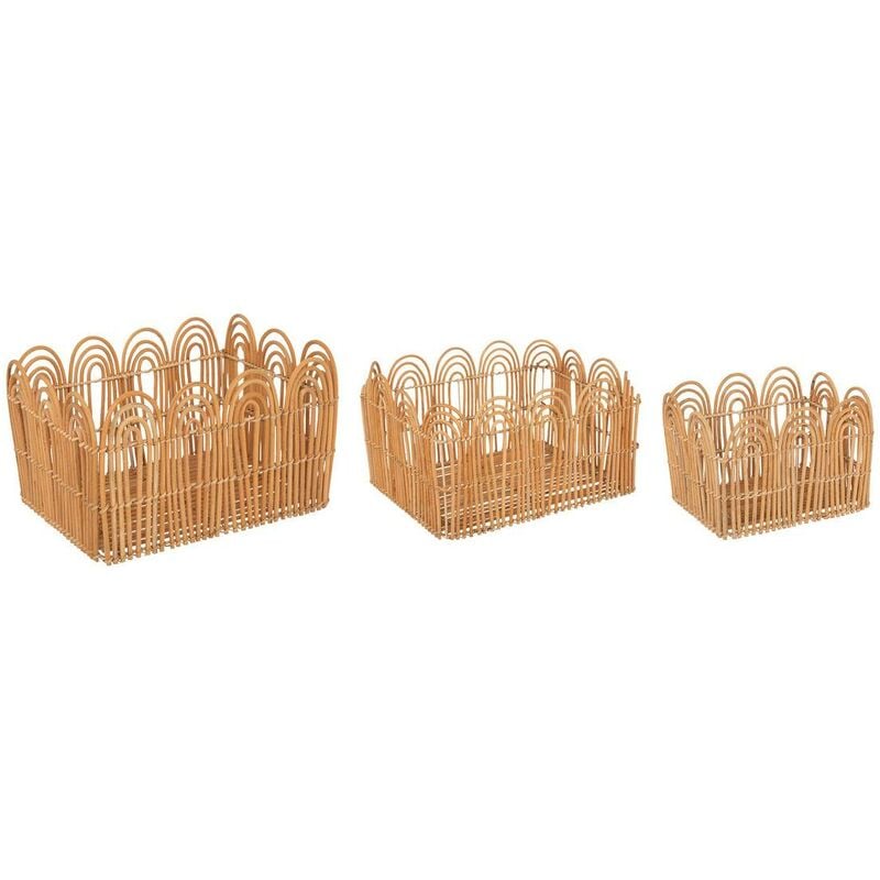 Atmosphera - Set de 3 caisses cagettes Lourmarin métal et rotin créateur d'intérieur