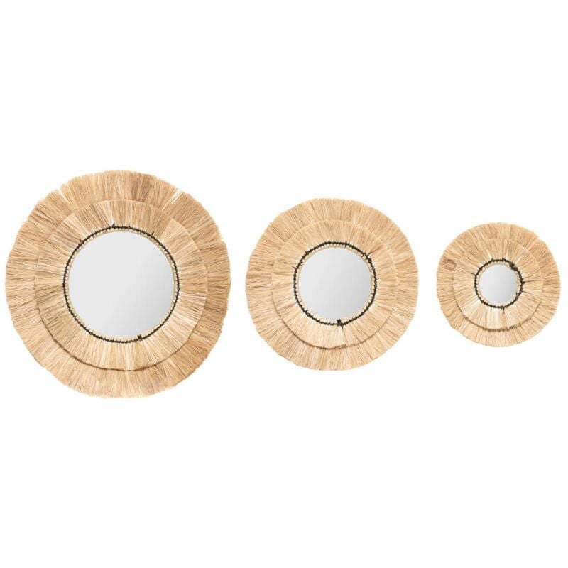 Atmosphera - 3 miroirs Alba Raphia D20 30 40cm créateur d'intérieur