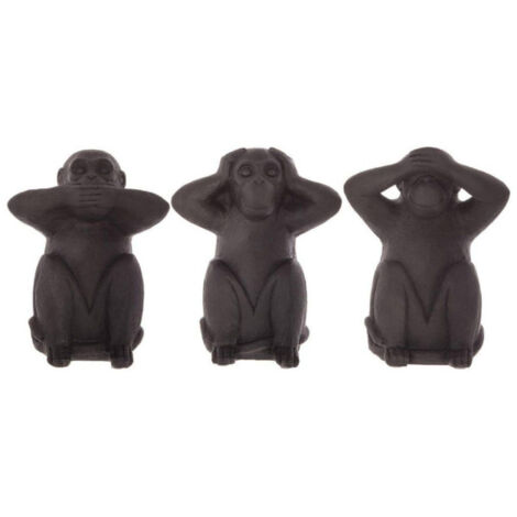 Atmosphera – Lot de 3 statues de singes 'Sagesse' 24cm en résine noire – Décoration intérieure élégante – Apportez une touche unique à votre espace