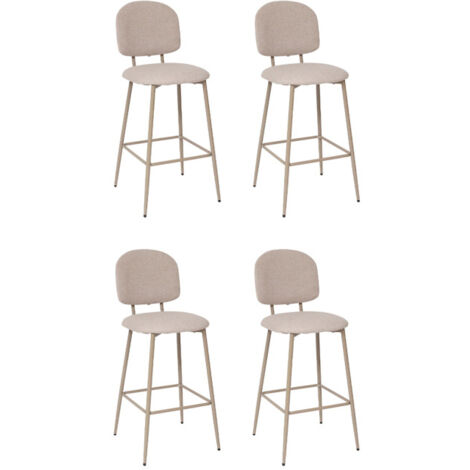 Atmosphera – Lot de 4 chaises de bar 108,5cm beige – Revêtement polyester – Rembourrage mousse – Structure bois et acier – Avec repose-pieds et patins