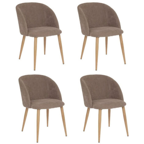 Atmosphera – Lot de 4 chaises taupe 80cm – Fer, polyester et mousse polyuréthane – Hauteur d'assise 48,5cm – Confort moderne pour intérieur