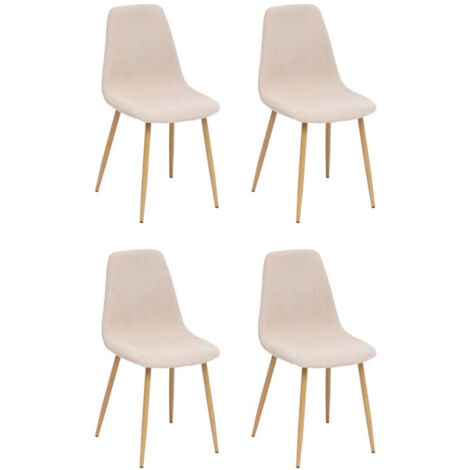 Atmosphera – Lot de 4 chaises en velours côtelé 'Roka' 87cm – Assise moelleuse – Structure en bois et métal – Couleur beige