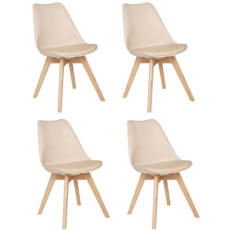 Atmosphera – Lot de 4 chaises scandinaves 'Baya' 82cm – Polypropylène et hêtre – Hauteur d'assise 46cm – Couleur beige élégante
