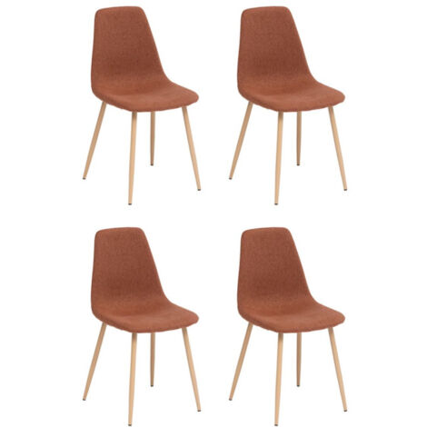 Atmosphera – Lot de 4 chaises scandinaves ambre 87cm – Revêtement polyester – Assise en mousse polyuréthane – Structure bois contreplaqué et métal
