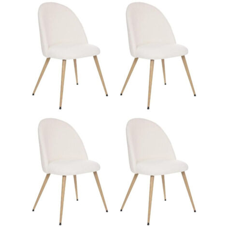 Atmosphera – Lot de 4 chaises Slano 84cm – Assise en polyester – Structure en fer – Confort optimal pour salon et salle à manger – Couleur blanche