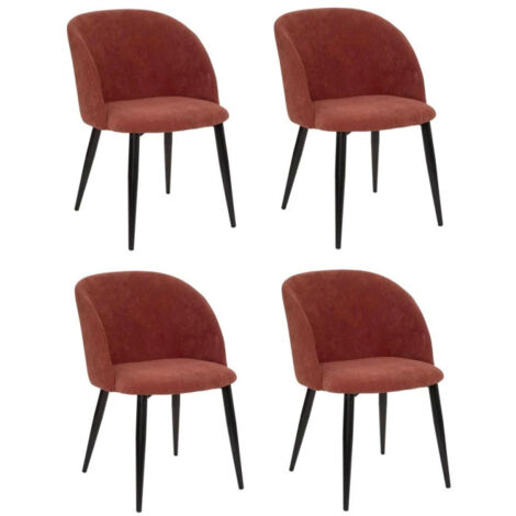 Atmosphera – Lot de 4 chaises terracotta 80cm – Hauteur d'assise 48,5cm – Structure en fer et assise en mousse – Conçues pour usage intérieur