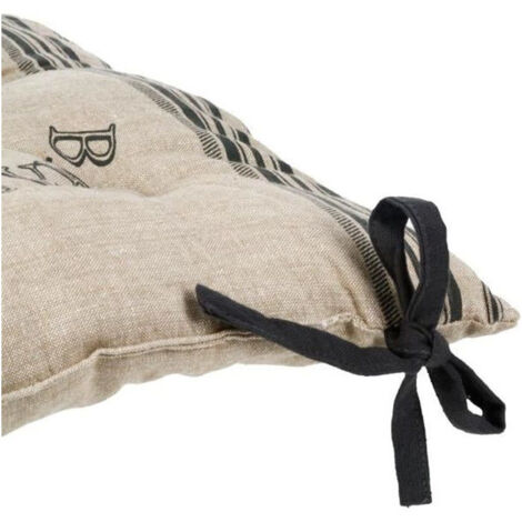 Atmosphera – Lot de 4 galettes de chaise en lin gris – Dimensions 40 x 40 cm – Attaches pour maintien sécurisé – Confort intérieur et extérieur - WEB2O