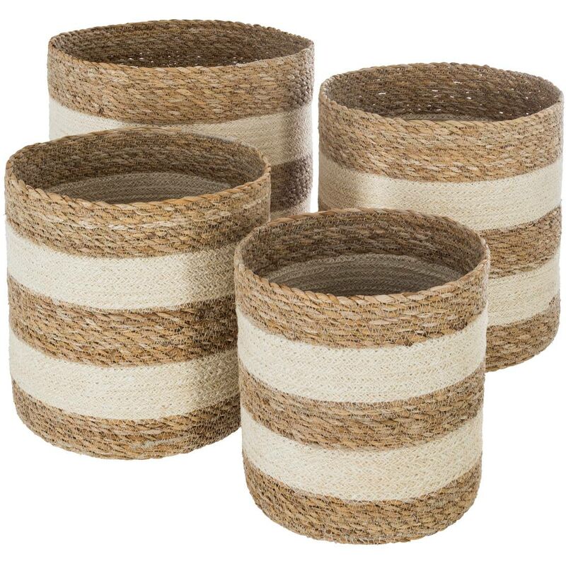 Atmosphera - Set de 4 paniers jute blanc créateur d'intérieur