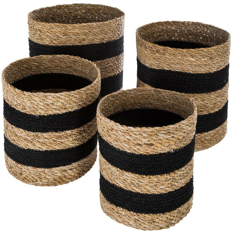 Atmosphera - Set de 4 paniers jute noir créateur d'intérieur