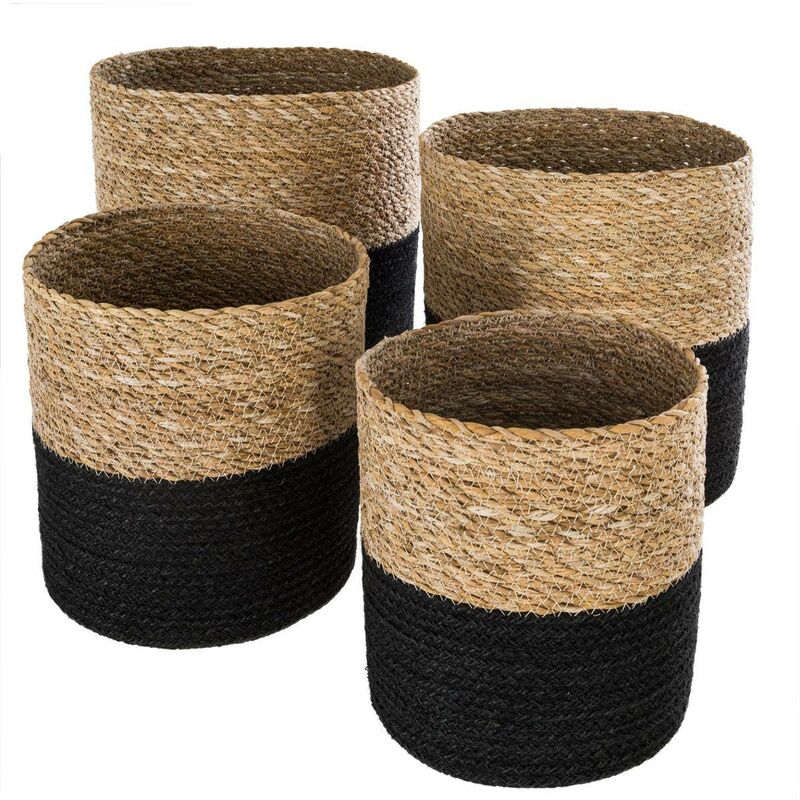 Atmosphera - Set de 4 paniers jute noir créateur d'intérieur