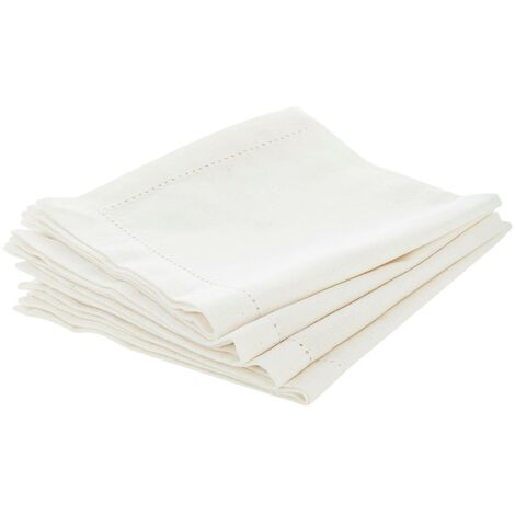 Atmosphera – Lot de 4 serviettes de table en coton 100% blanc 40 x 40 cm – Biais ajouré – Lavables en machine – Élégance pour réceptions