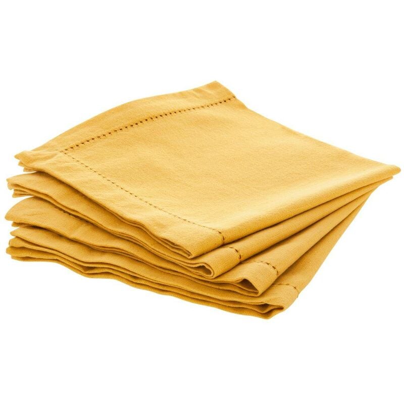 lot de 4 serviettes de table chambray jaune 40x40cm atmosphera créateur d'intérieur - jaune