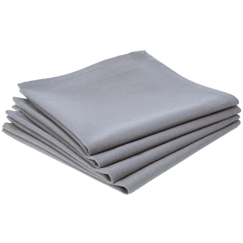 Atmosphera - Lot de 4 serviettes de table coton gris 40x40cm créateur d'intérieur - Gris