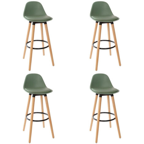 Atmosphera – Lot de 4 tabourets de bar 91,5cm – Revêtement polyuréthane – Assise en polypropylène – Couleur vert kaki – Montage facile