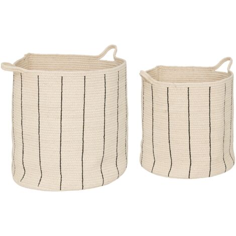 ATMOSPHERA Lote de 2 cestas "Cosy", algodón MÁRFIL de 38 cm