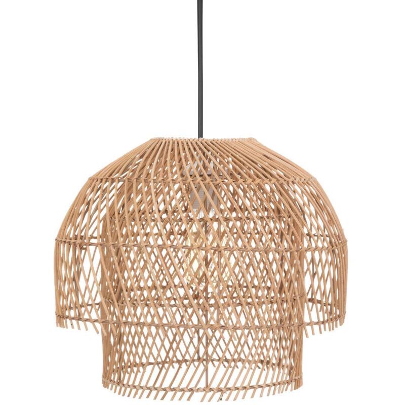 Suspension luminaire en métal et rotin ' Kery' - Beige - d 38 cm - Livraison gratuite