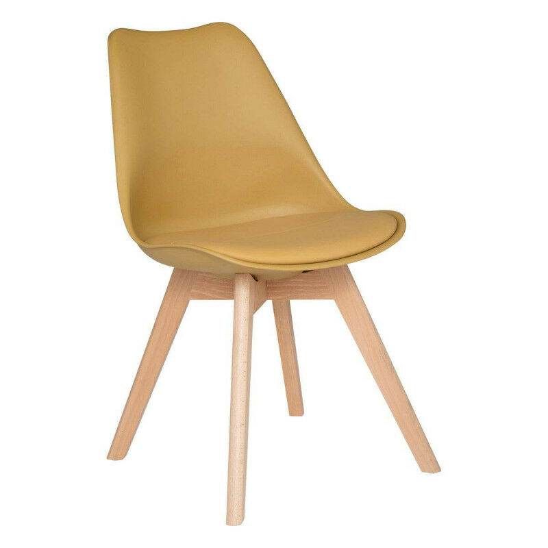 Atmosphera - Chaise Baya en bois et plastique - Jaune - l 52,5 x p 48 x h 82 cm - Livraison gratuite