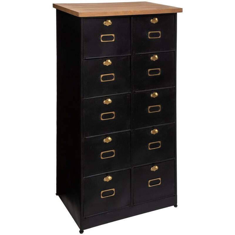 Atmosphera - Commode Ivan noir 10 tiroirs créateur d'intérieur
