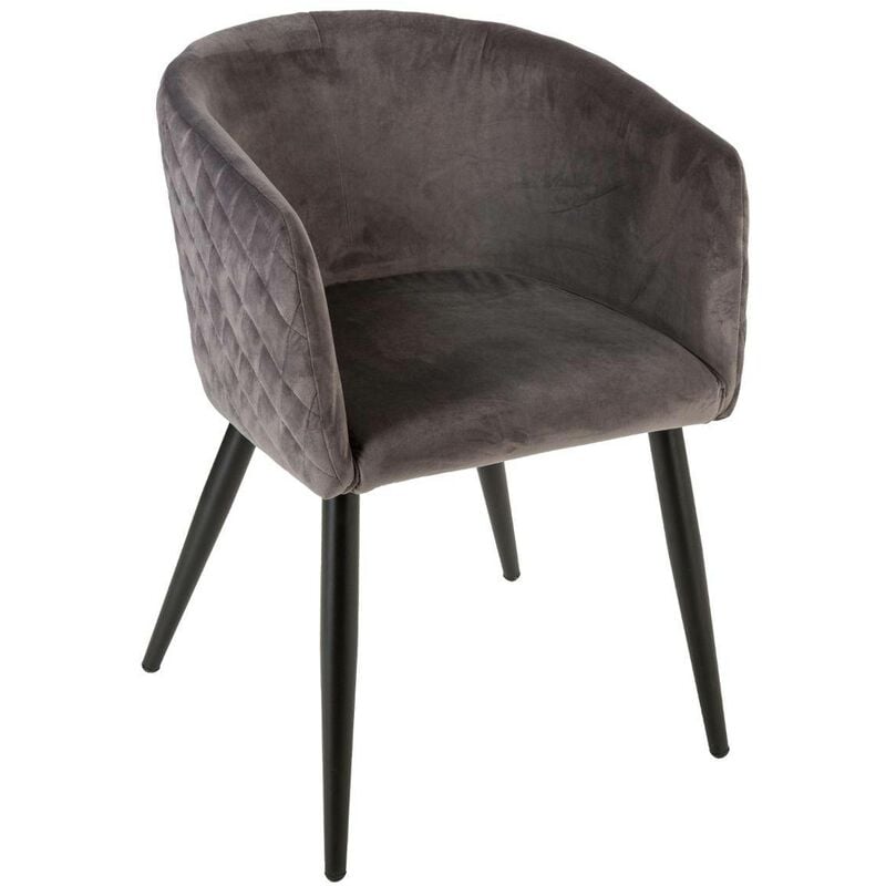 Fauteuil Marlo velours gris ardoise - Atmosphera créateur d'intérieur