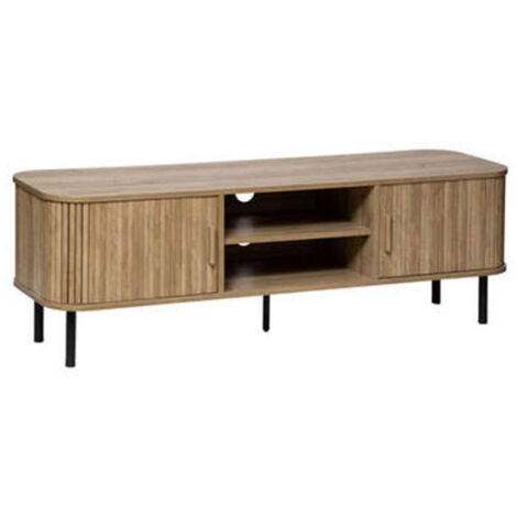Atmosphera – Meuble TV 2 portes Colva 140 cm beige – MDF et acier – Dimensions L. 140 x l. 40 x H. 53 cm – Rangement optimal pour appareils multimédias