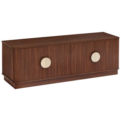 Atmosphera – Meuble TV bas 4 portes 2 étagères marron 140x40cm – MDF certifié FSC® – Capacité de charge 50 kg – Trou passe-câble discret
