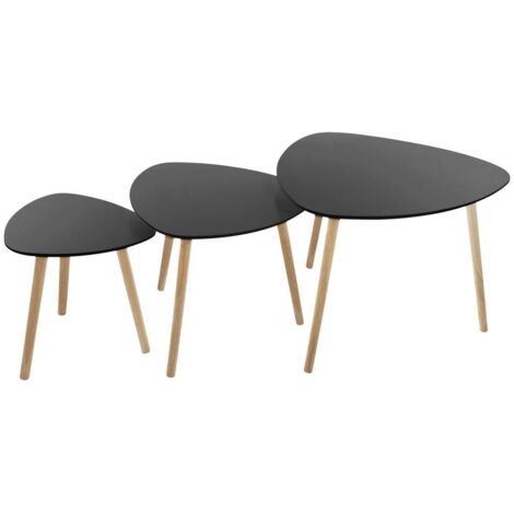 Lot De 3 Tables Gigognes Noan Atmosphera - Noir, Diamètre 54 Cm, Hauteur 45 Cm, En MDF, Design Contemporain