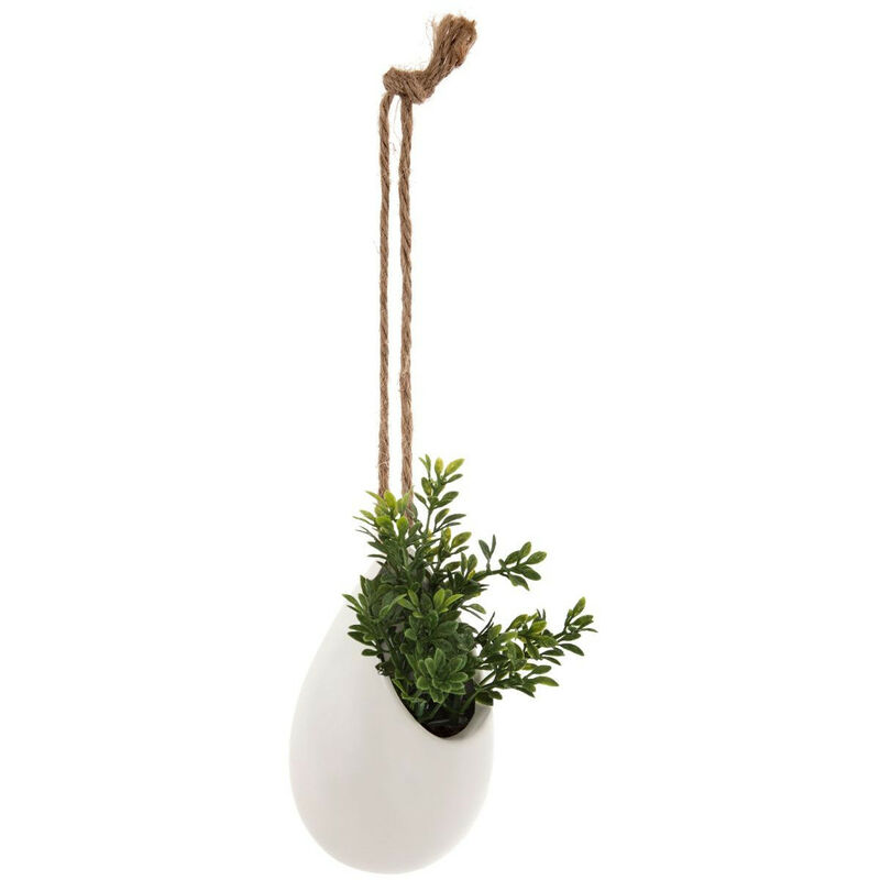Atmosphera - Mini Plante artificielle à suspendre Pot en céramique h 11 cm Vert Moyen
