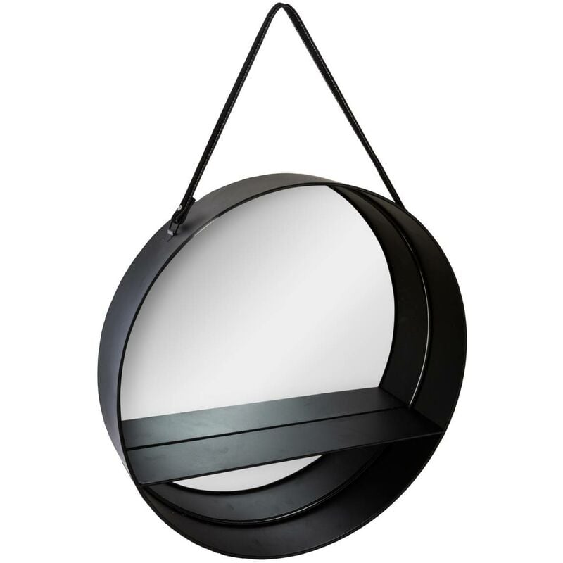 Atmosphera - Miroir étagère Ceinture métal noir D55cm créateur d'intérieur