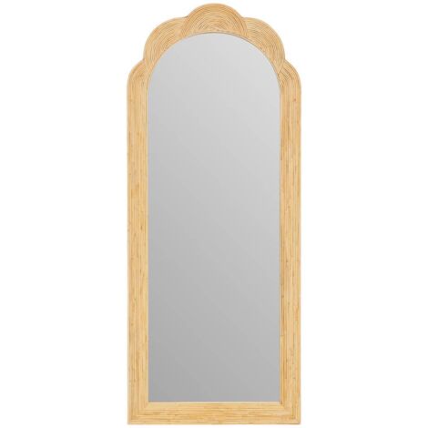 Atmosphera – Miroir mural beige 70x170cm – Cadre en rotin fait main – Pour décoration intérieure chaleureuse – Accroche murale verticale