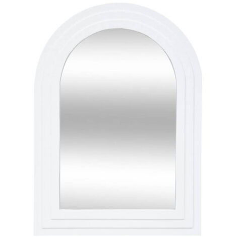 Atmosphera – Miroir mural en bois 55cm blanc – Forme arrondie – Finition élégante – Installation murale facile – MDF et verre