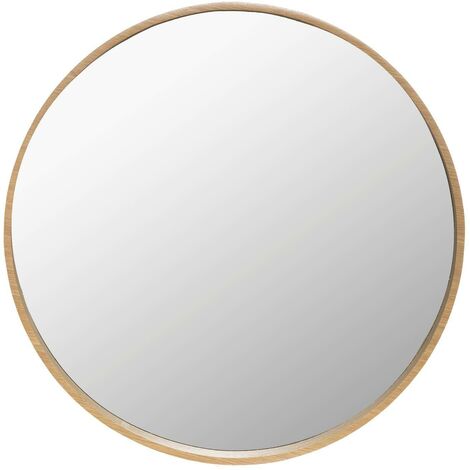 Atmosphera – Miroir mural en bois 68 cm – Design minimaliste beige – Pour salon, salle de bain ou entrée – Panneau MDF et verre