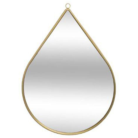 Atmosphera – Miroir mural en métal goutte 29 cm – Forme goutte – Dimensions L. 21 x l. 1,2 x H. 29 cm – Finition dorée élégante