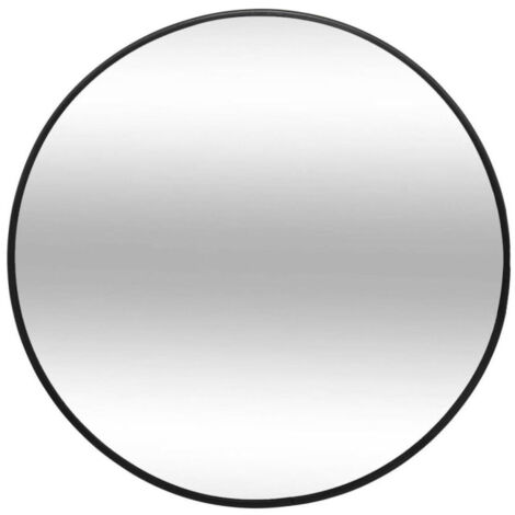 Atmosphera – Miroir mural rond 38cm noir – Verre et MDF – Design élégant pour décoration intérieure – Idéal pour salons et chambres