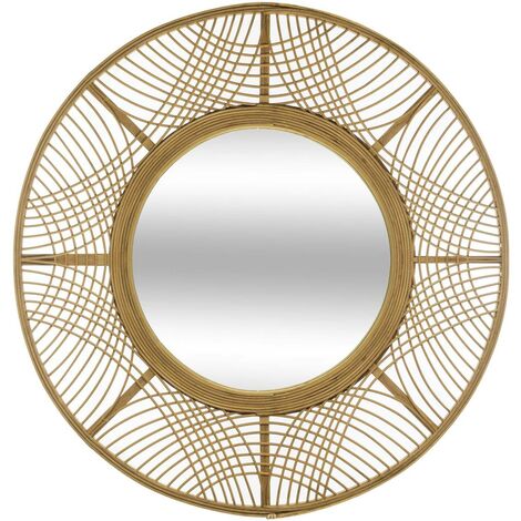 Atmosphera – Miroir rond en bambou 70cm – Verre de haute qualité – Apporte une touche bohème à votre intérieur – Installation facile