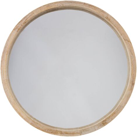 Atmosphera – Miroir rond en bois 50 cm – Cadre en bois de Paulownia – Épaisseur 5 cm – Montage mural pour décoration intérieure
